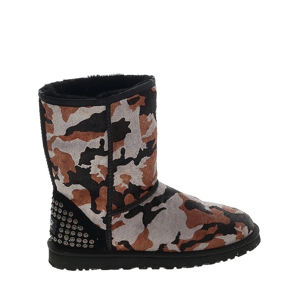 UGG Black and Brown Camo Winter Boots with Studded Heel